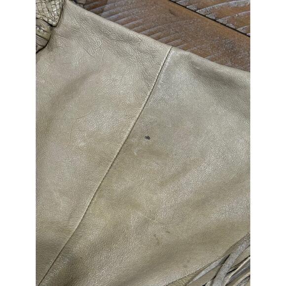 DAY & MOOD Khaki Green Leather 10 x 12 Slouchy Fringed Handbag - Picture 12 of 15